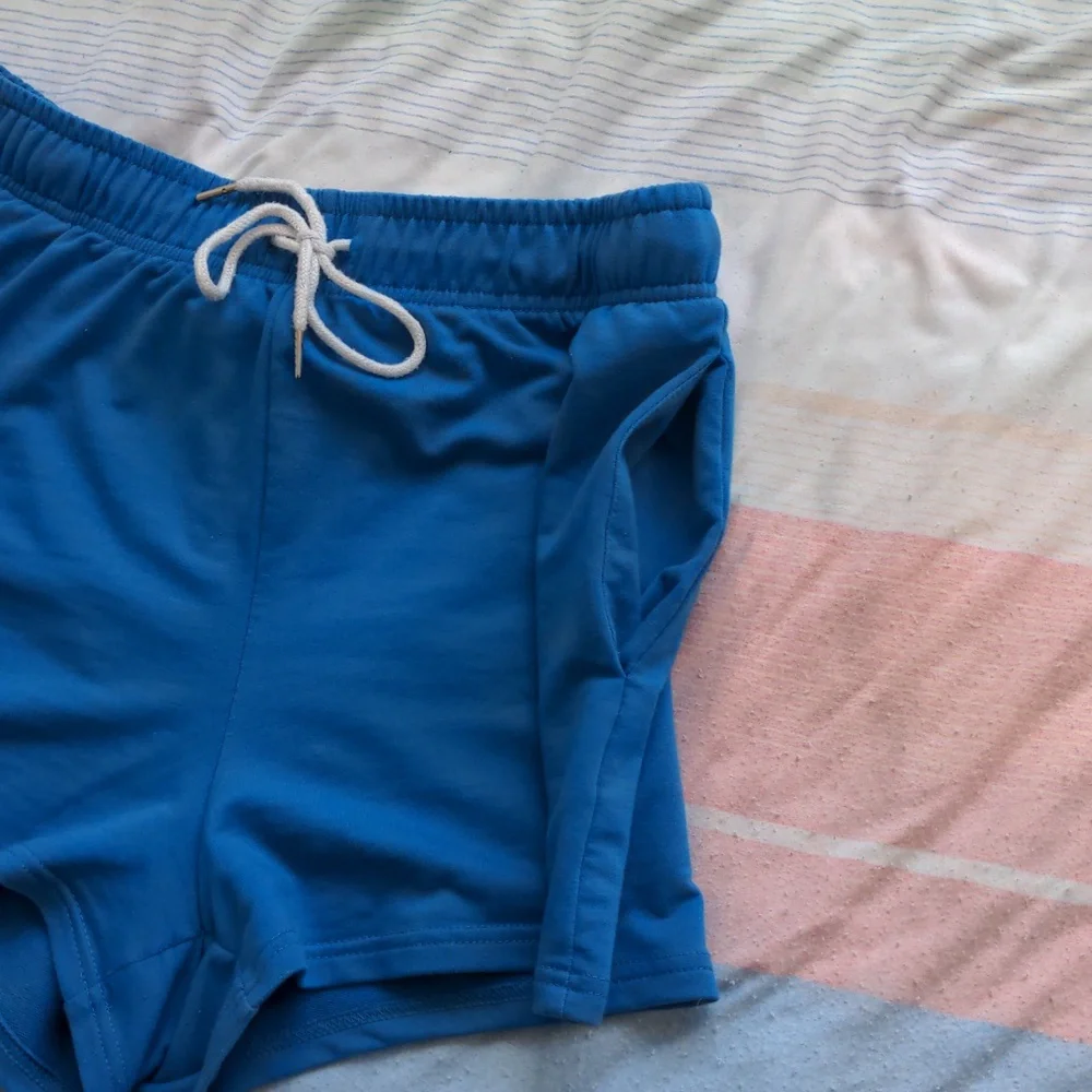Blue Highwaisted Drawstring Shorts - Picture 5 of 7